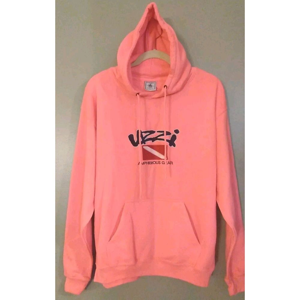 Exist Uzzi‎ Neon Pink Embroidery Pullover Warm Hoodie Sweatshirt Size L